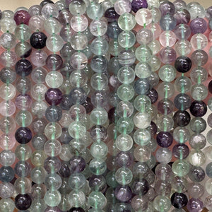 Fluorite 8mm round natural gemstone beads 15.5" strand - Oz Beads 
