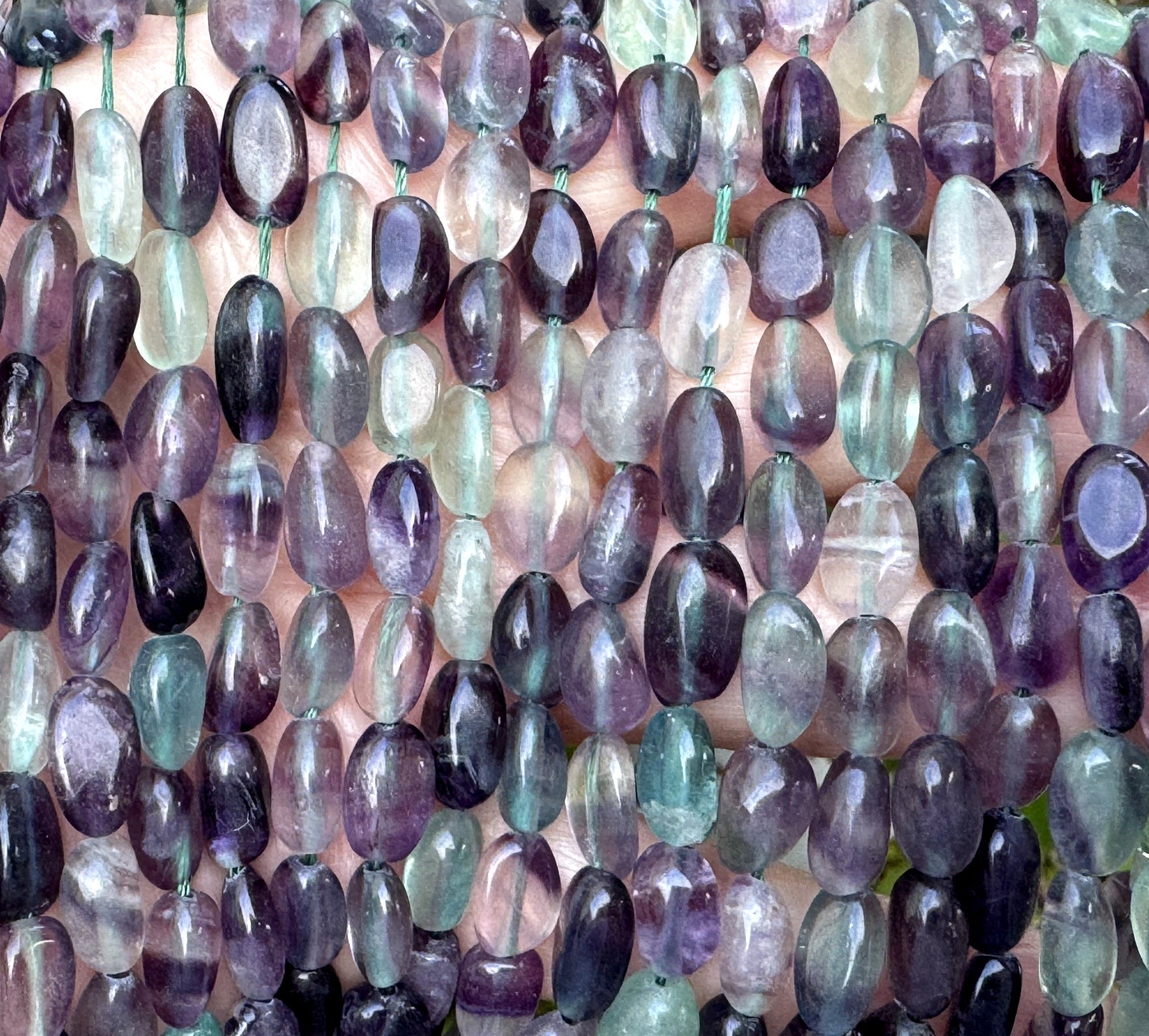 Fluorite 9-12mm nuggets natural gemstone beads 15.5" strand