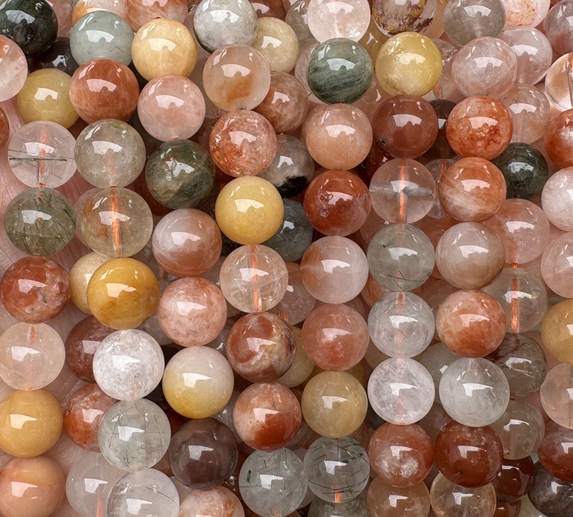 Fortune Quartz 10mm round natural gemstone beads 15.5" strand - Oz Beads 