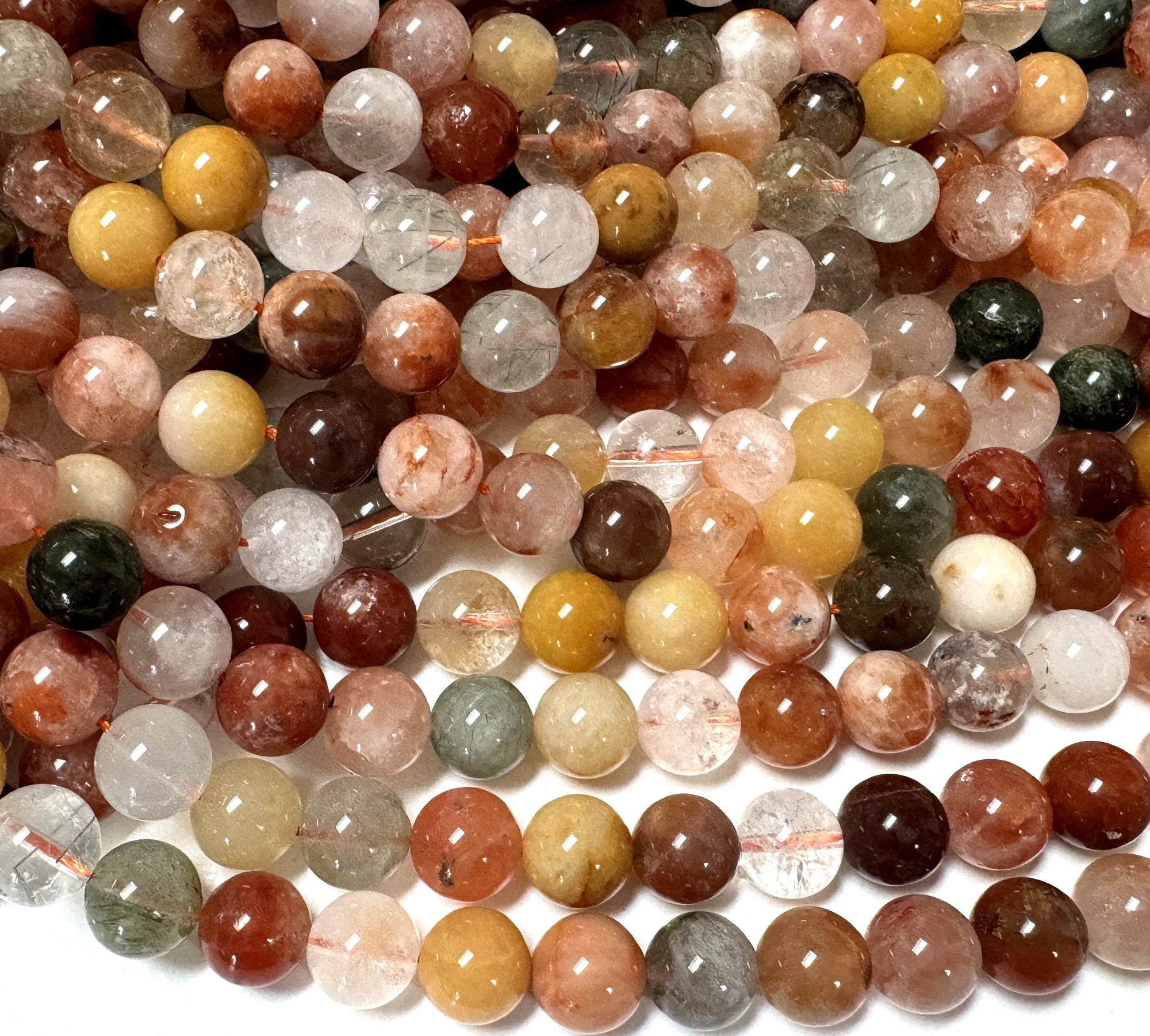 Fortune Quartz 10mm round natural gemstone beads 15.5" strand - Oz Beads 