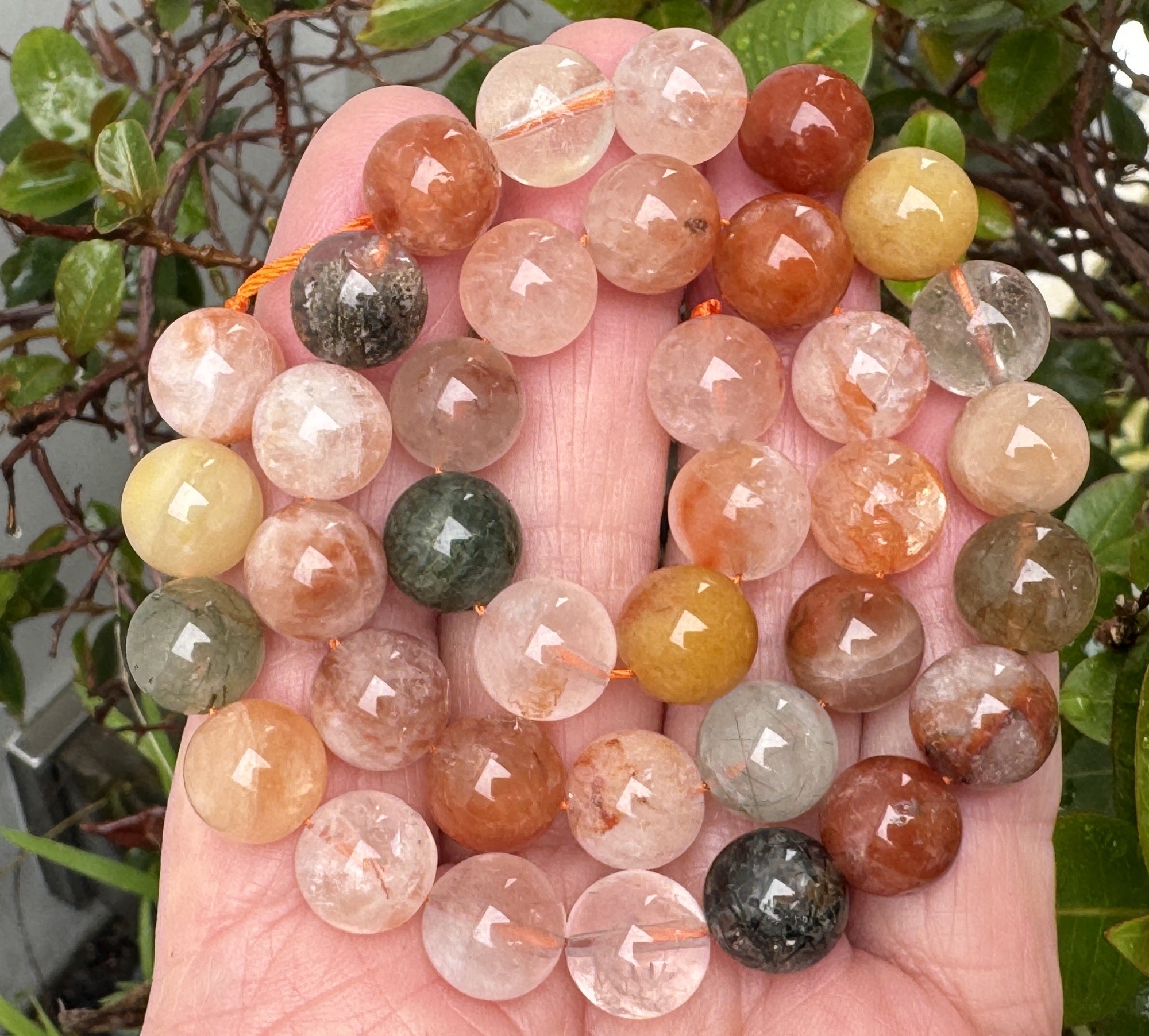 Fortune Quartz 10mm round natural gemstone beads 15.5" strand - Oz Beads 