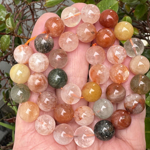 Fortune Quartz 10mm round natural gemstone beads 15.5" strand - Oz Beads 