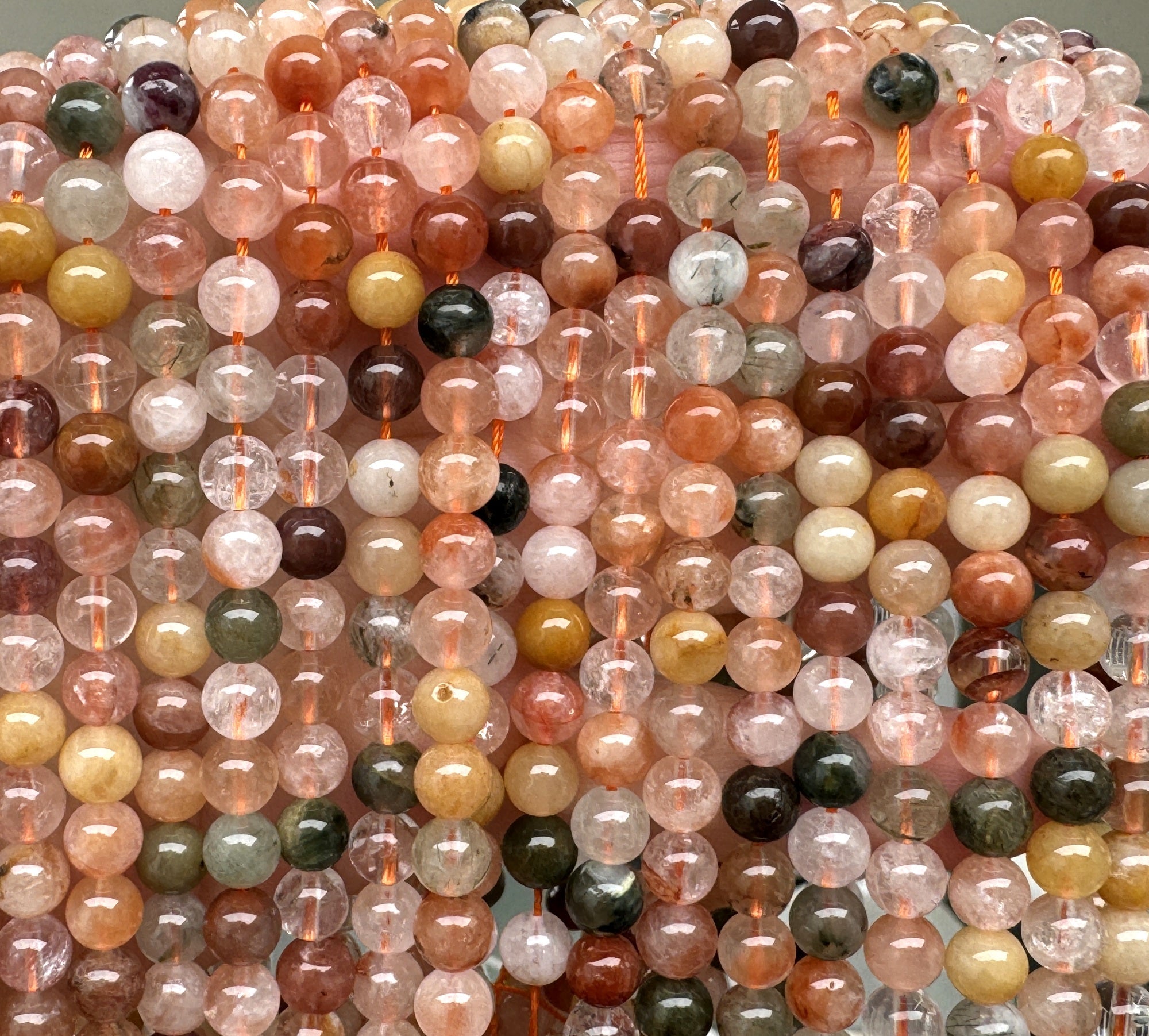 Fortune Quartz 6mm round natural gemstone beads 15.5" strand - Oz Beads 