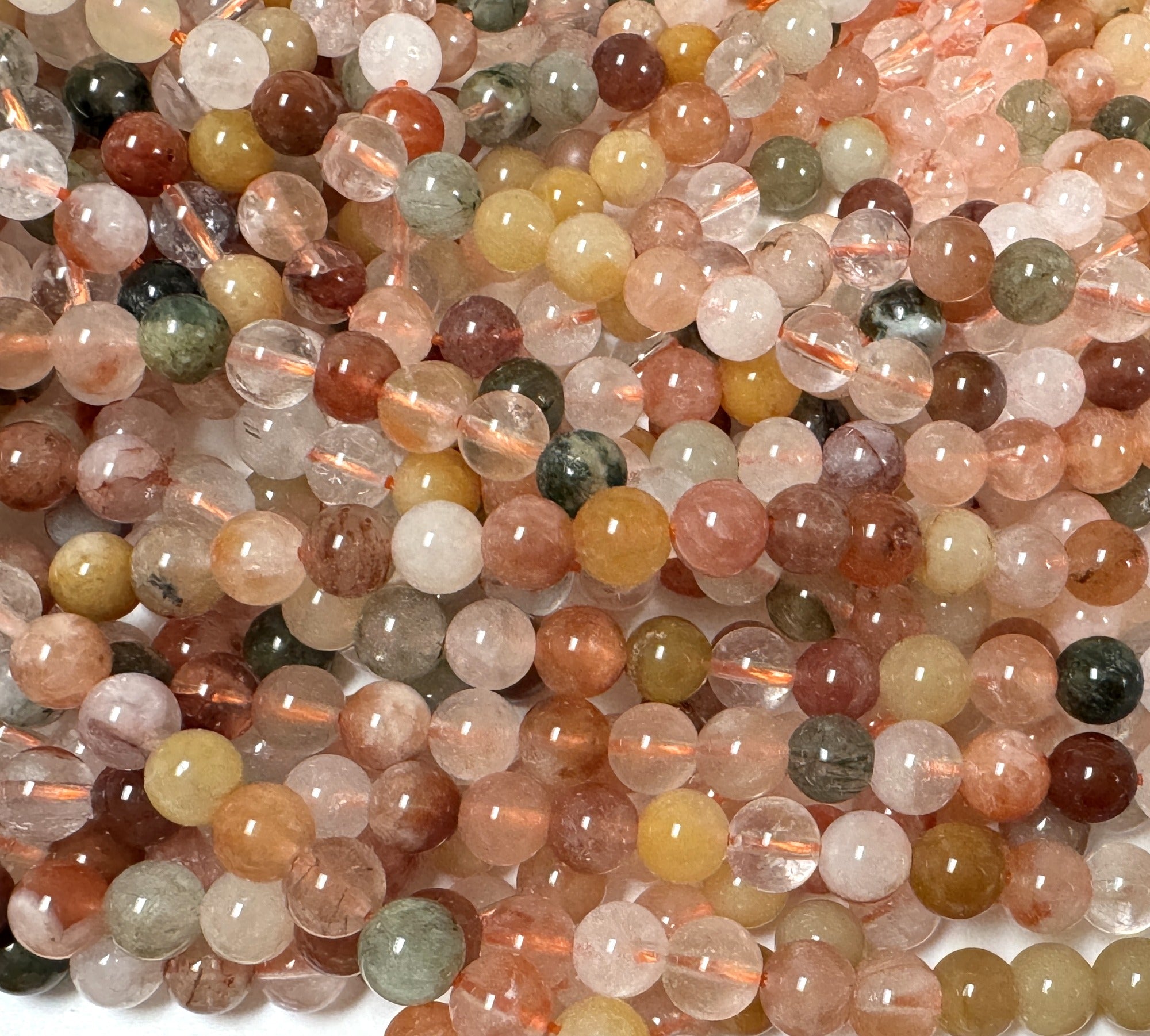 Fortune Quartz 6mm round natural gemstone beads 15.5" strand - Oz Beads 