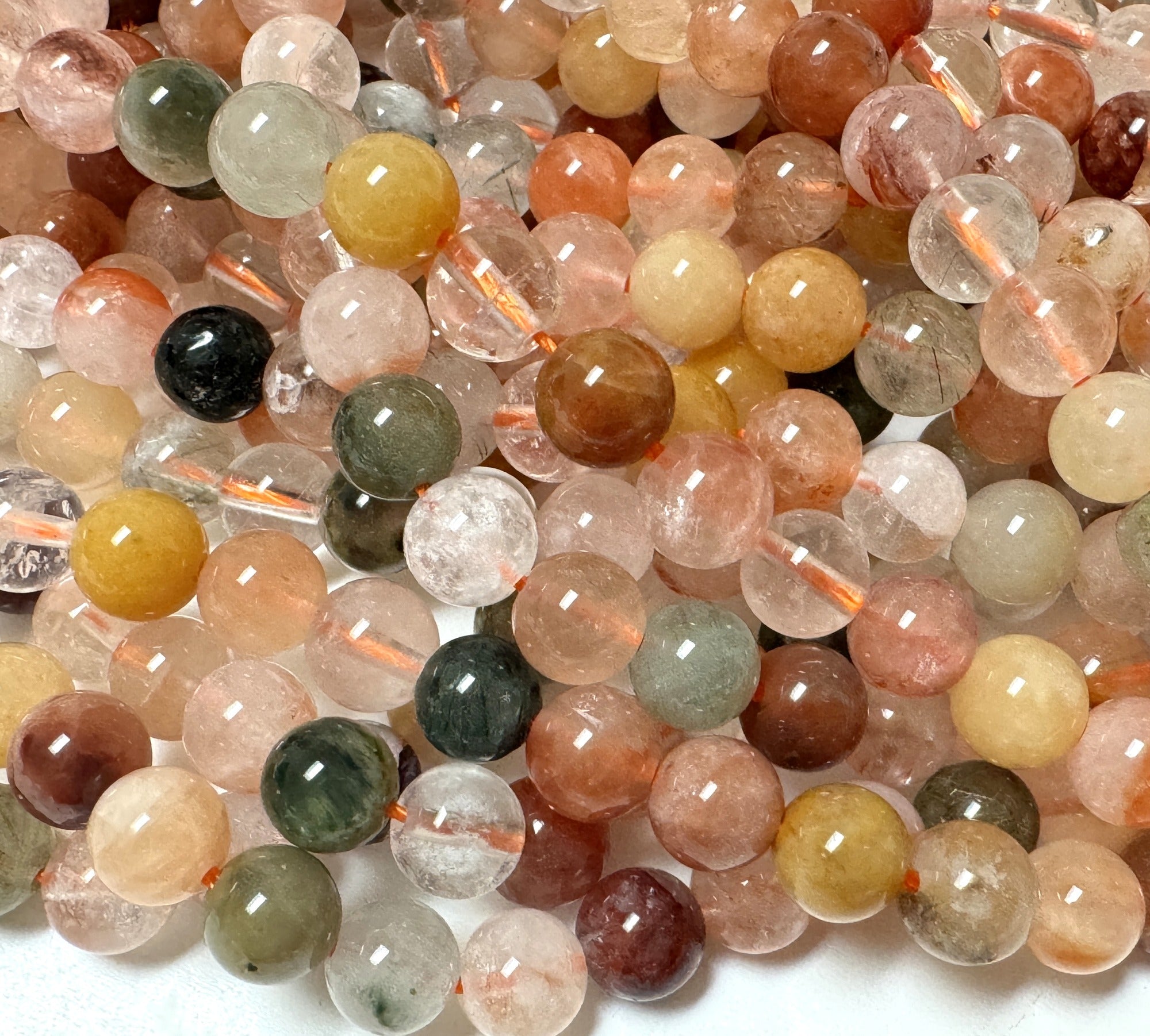 Fortune Quartz 6mm round natural gemstone beads 15.5" strand - Oz Beads 
