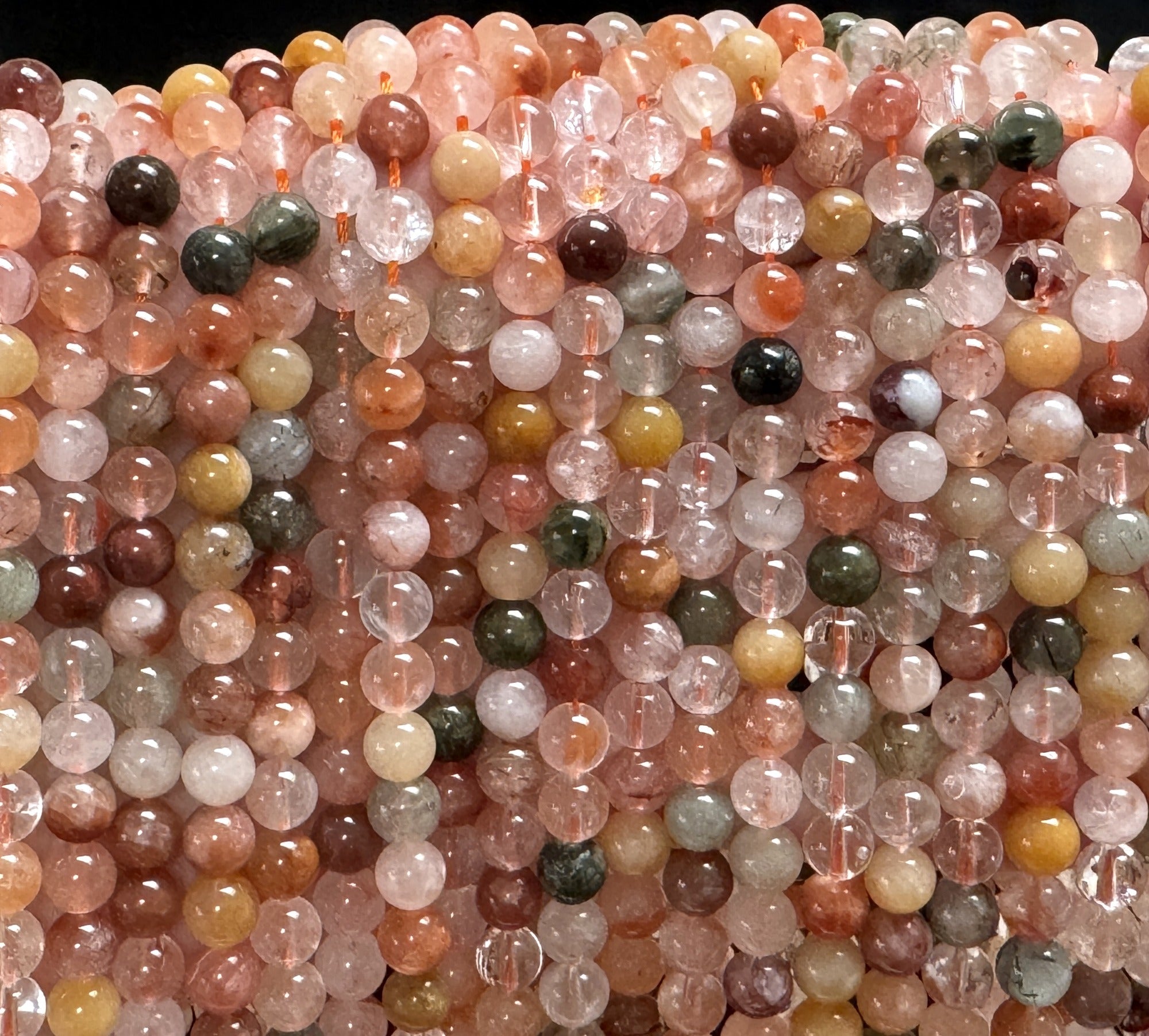 Fortune Quartz 6mm round natural gemstone beads 15.5" strand - Oz Beads 