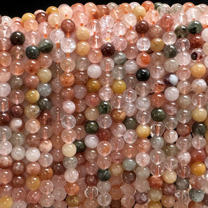 Fortune Quartz 6mm round natural gemstone beads 15.5" strand - Oz Beads 