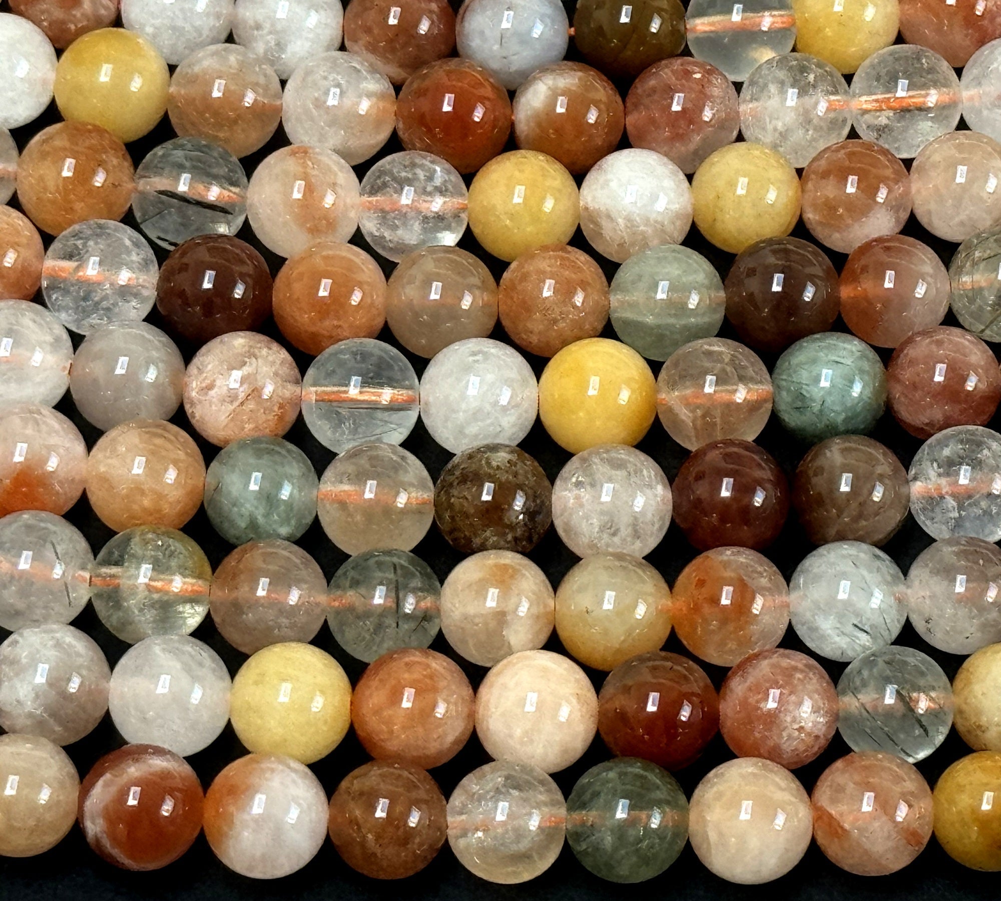 Fortune Quartz 8mm round natural gemstone beads 15.5" strand - Oz Beads 