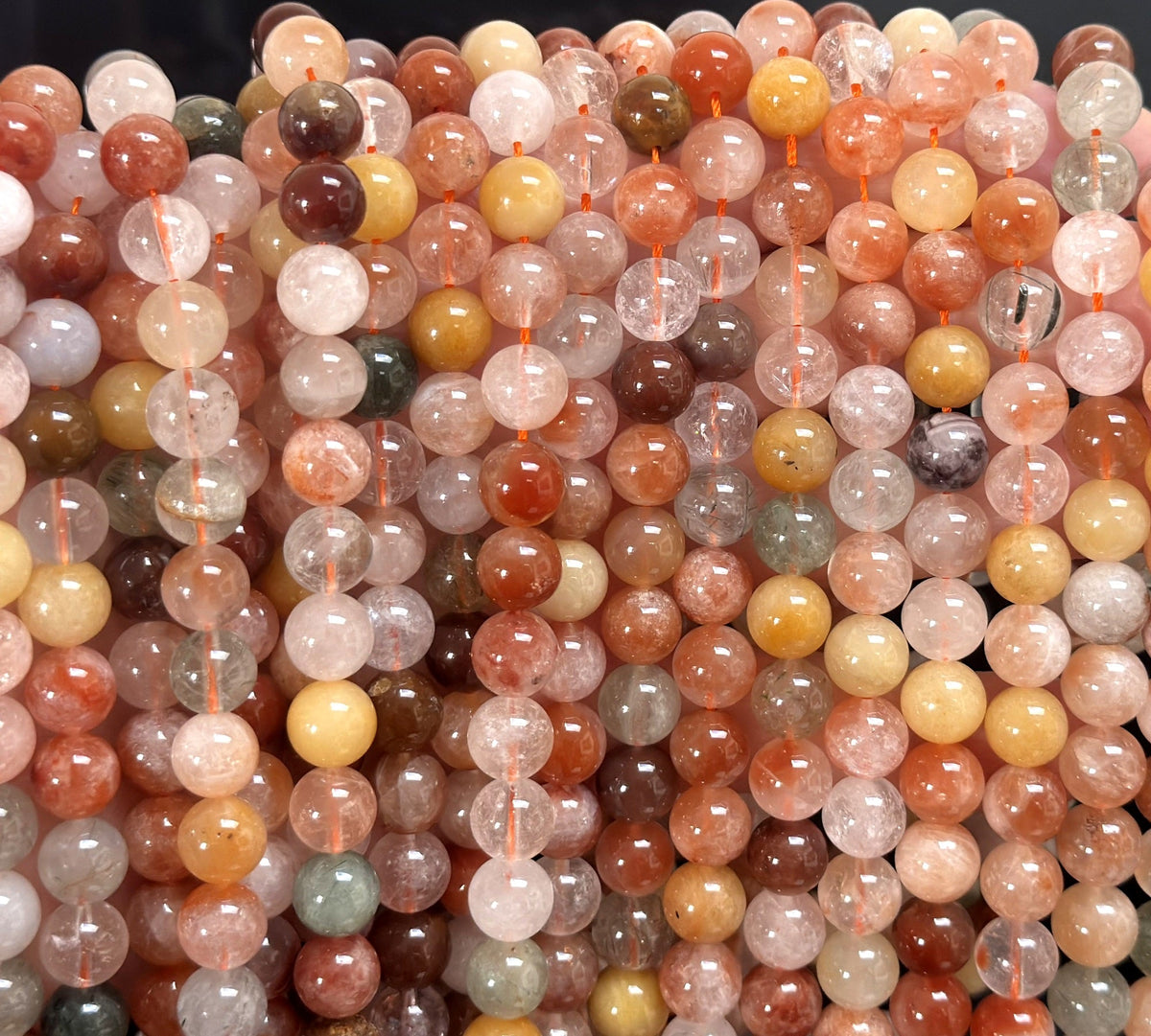 Fortune Quartz 8mm round natural gemstone beads 15.5" strand - Oz Beads 