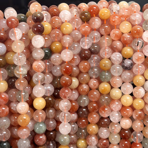 Fortune Quartz 8mm round natural gemstone beads 15.5" strand - Oz Beads 