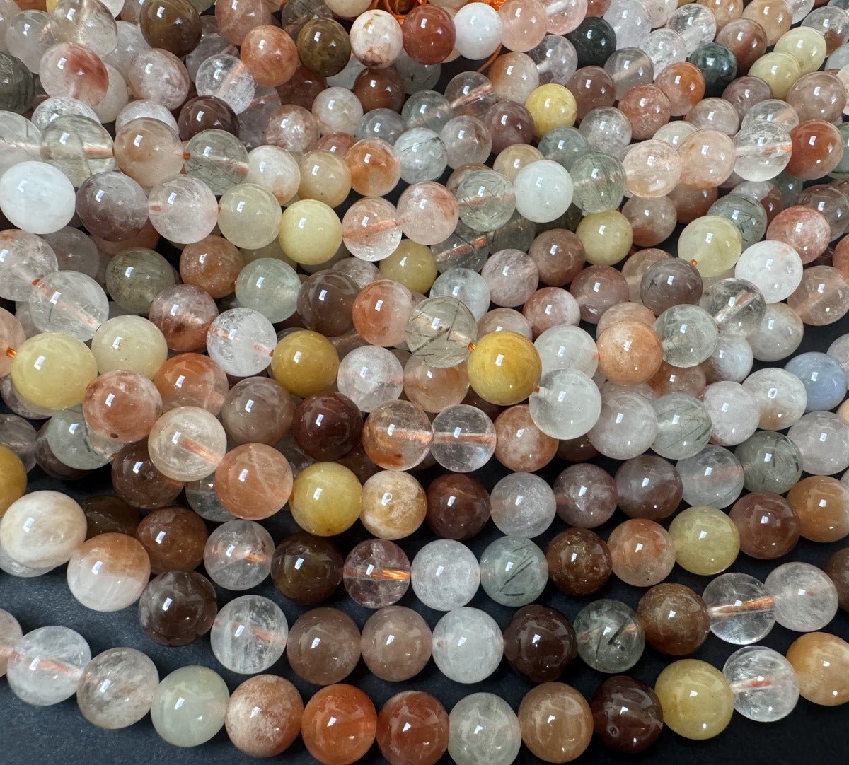 Fortune Quartz 8mm round natural gemstone beads 15.5" strand - Oz Beads