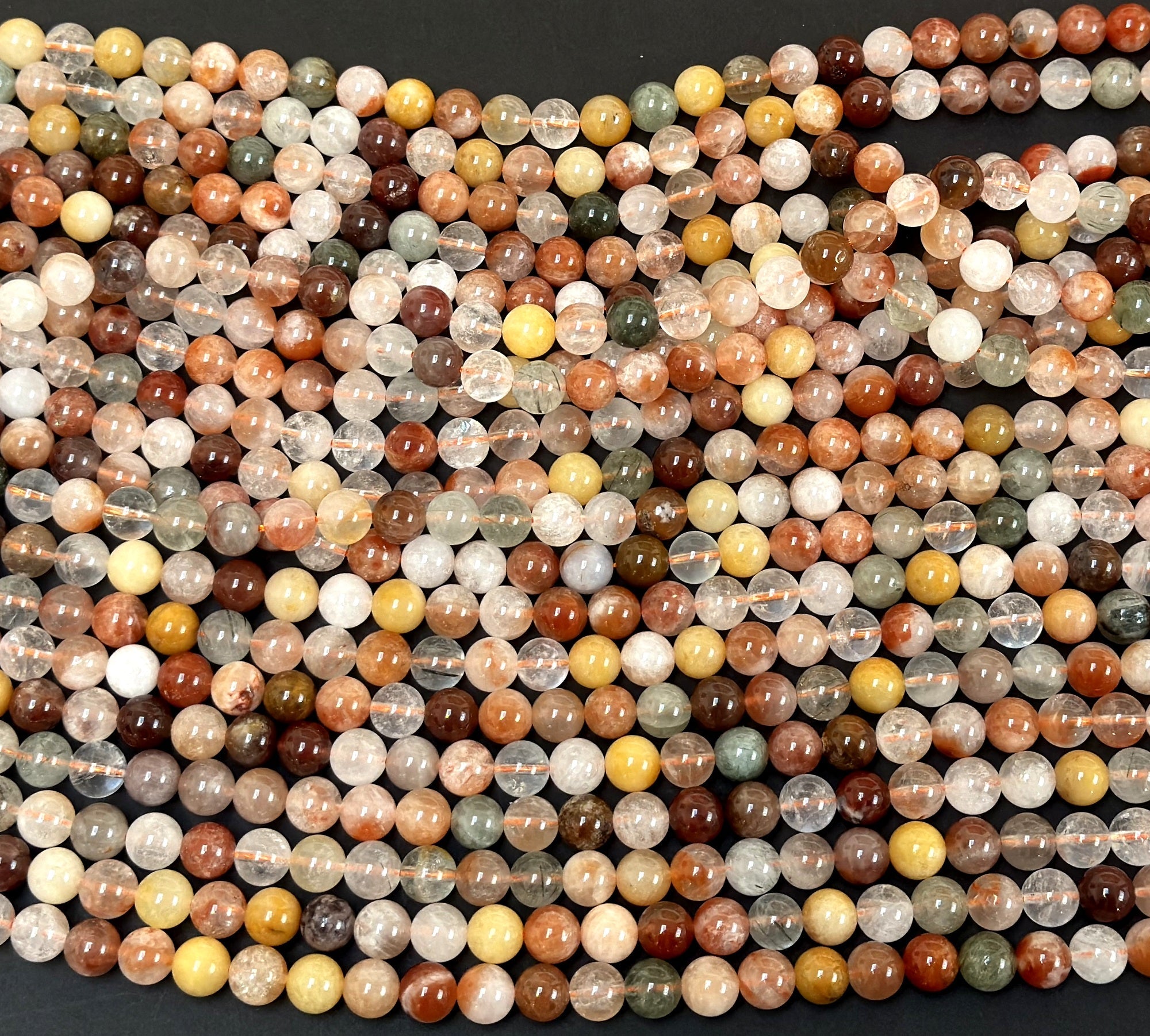 Fortune Quartz 8mm round natural gemstone beads 15.5" strand - Oz Beads 
