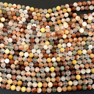 Fortune Quartz 8mm round natural gemstone beads 15.5" strand - Oz Beads 