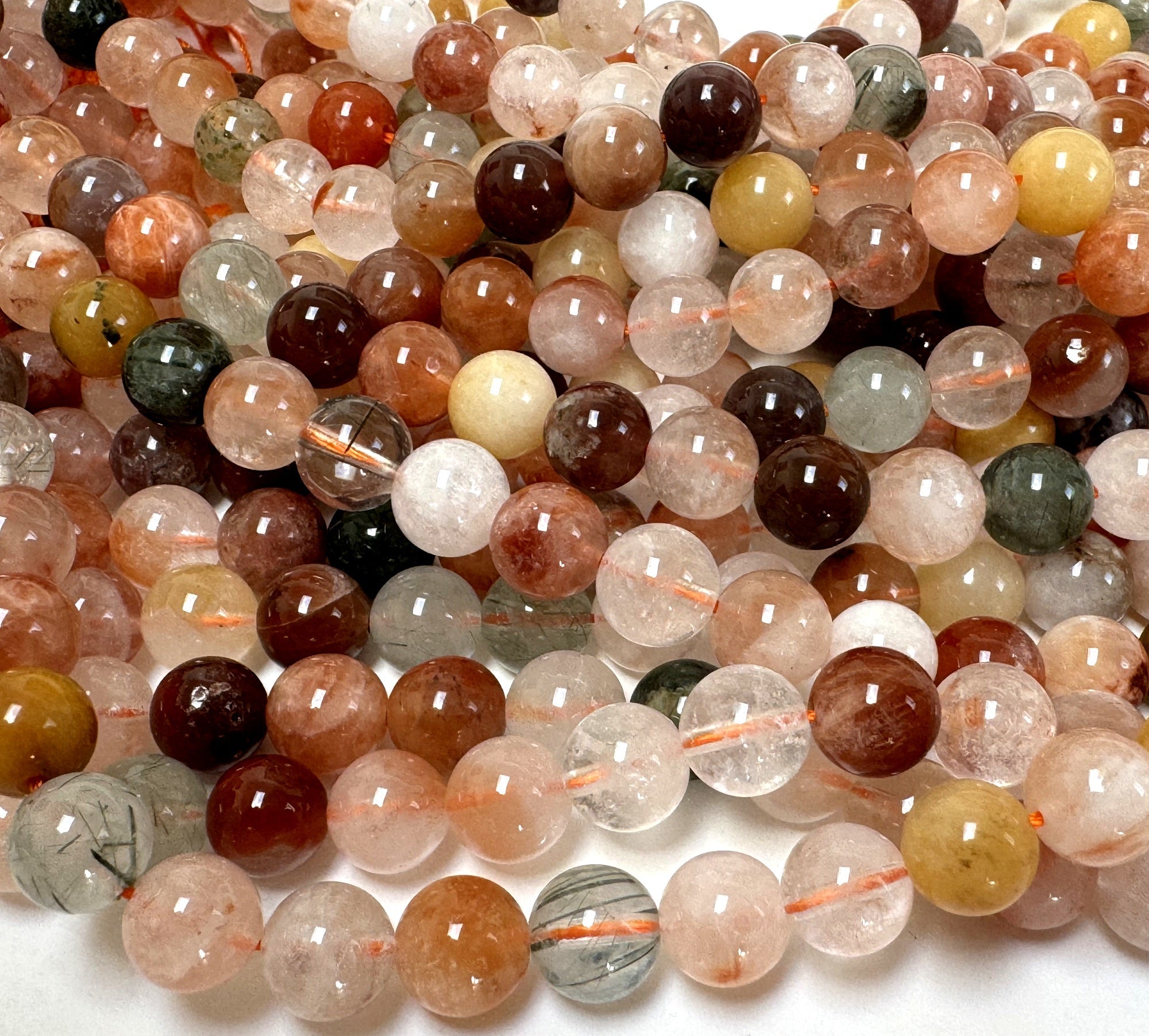 Fortune Quartz 8mm round natural gemstone beads 15.5" strand - Oz Beads 