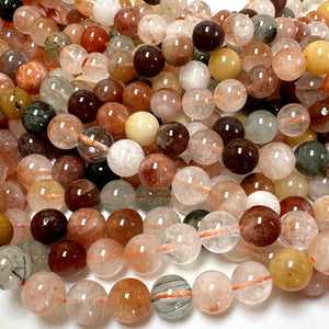 Fortune Quartz 8mm round natural gemstone beads 15.5" strand - Oz Beads 