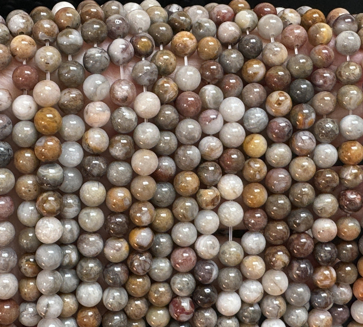 Gobi Agate 6mm round natural gemstone beads 15" strand - Oz Beads 