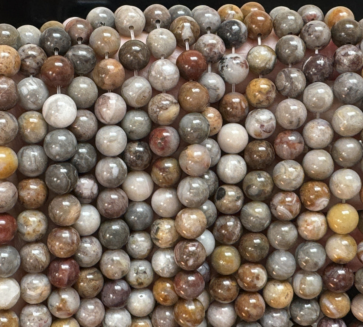 Gobi Agate 8mm round natural gemstone beads 15" strand - Oz Beads 