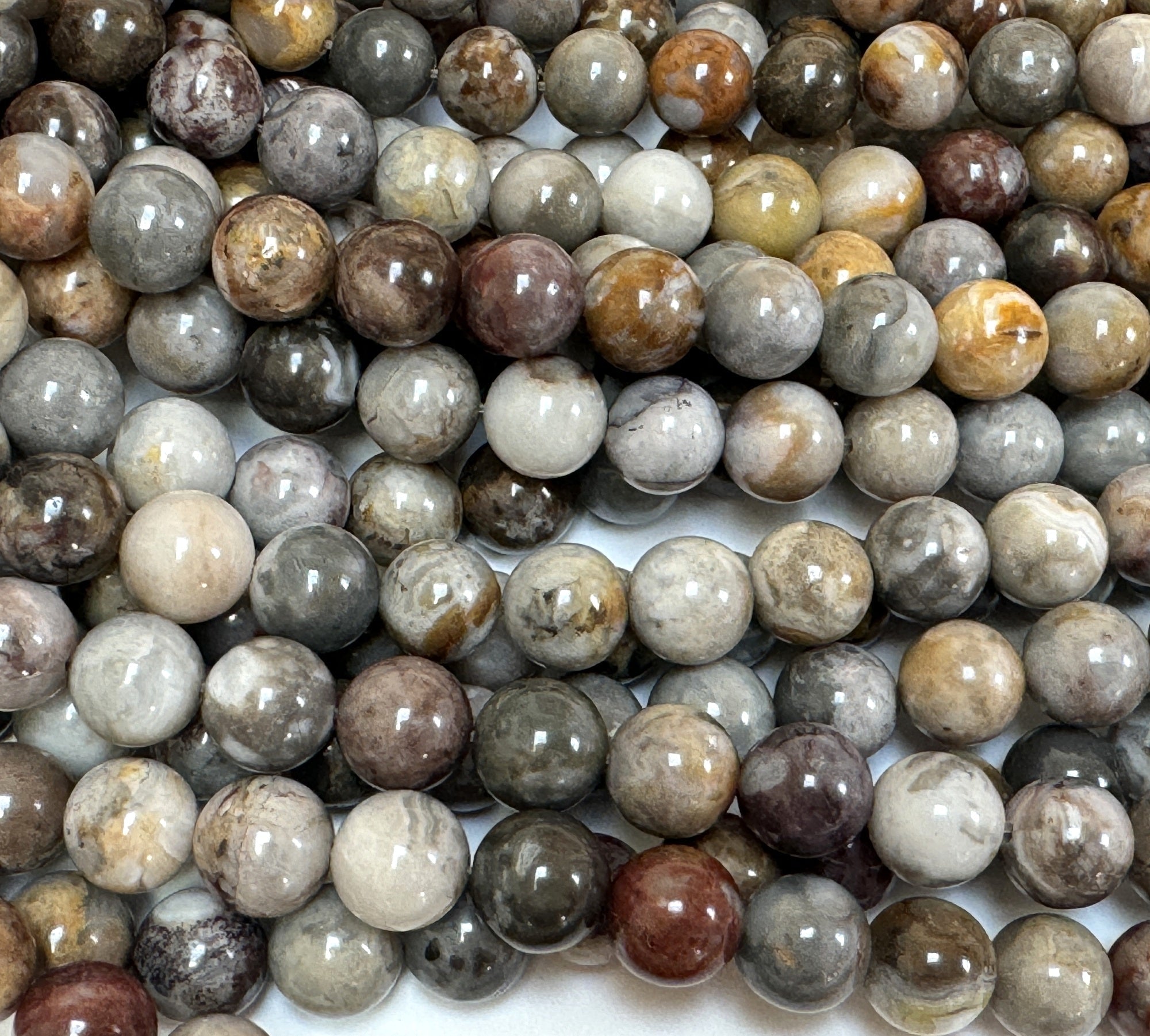 Gobi Agate 8mm round natural gemstone beads 15" strand - Oz Beads 