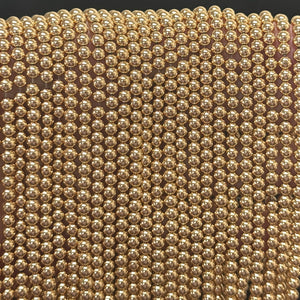Gold Electroplated Hematite 4mm round spacer beads 40cm strand - Oz Beads 