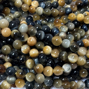 Golden Blue Tiger Eye 6mm round gemstone beads 15.5" strand - Oz Beads 