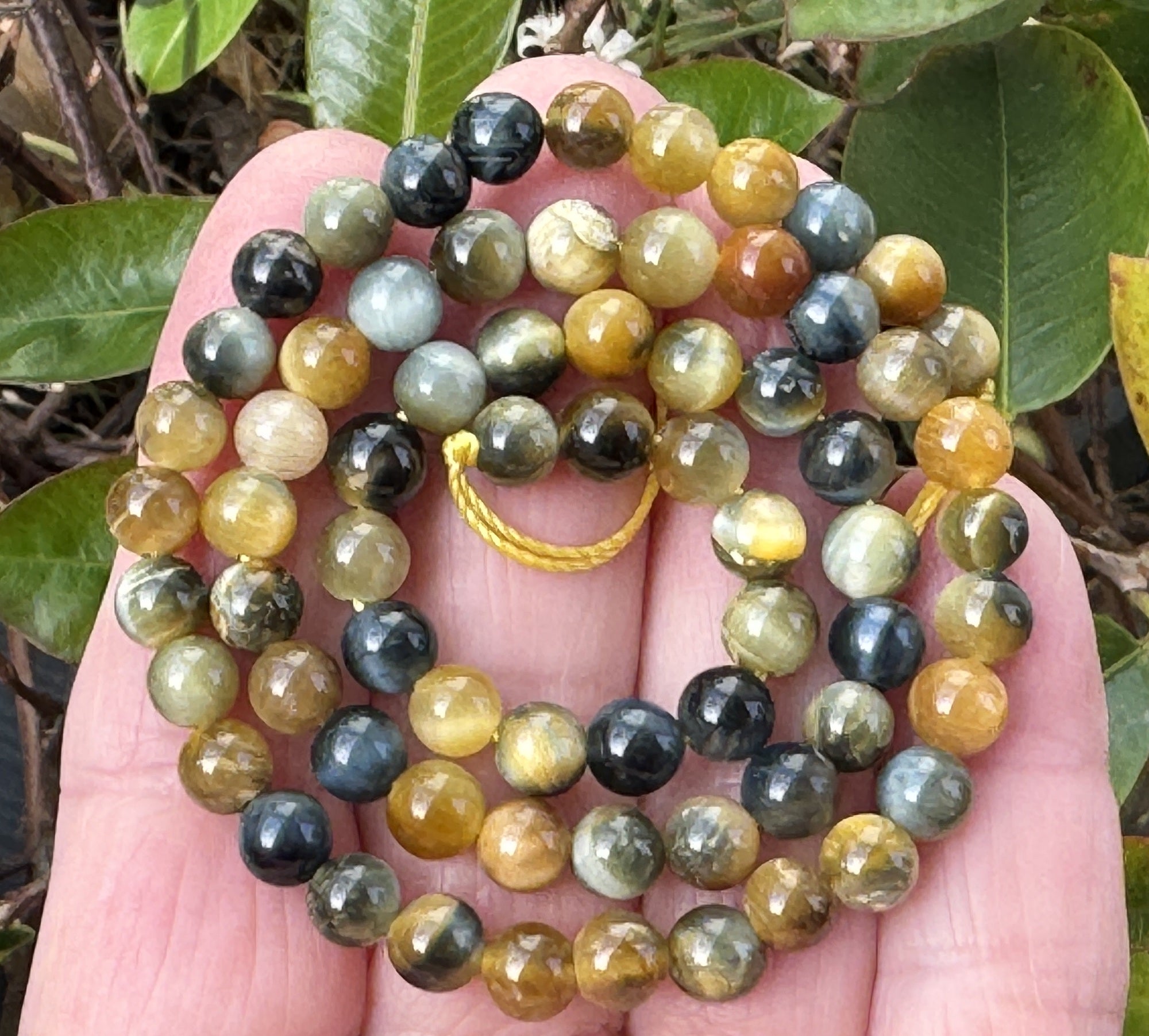 Golden Blue Tiger Eye 6mm round gemstone beads 15.5" strand - Oz Beads 
