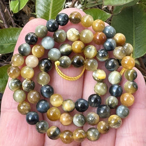 Golden Blue Tiger Eye 6mm round gemstone beads 15.5" strand - Oz Beads 