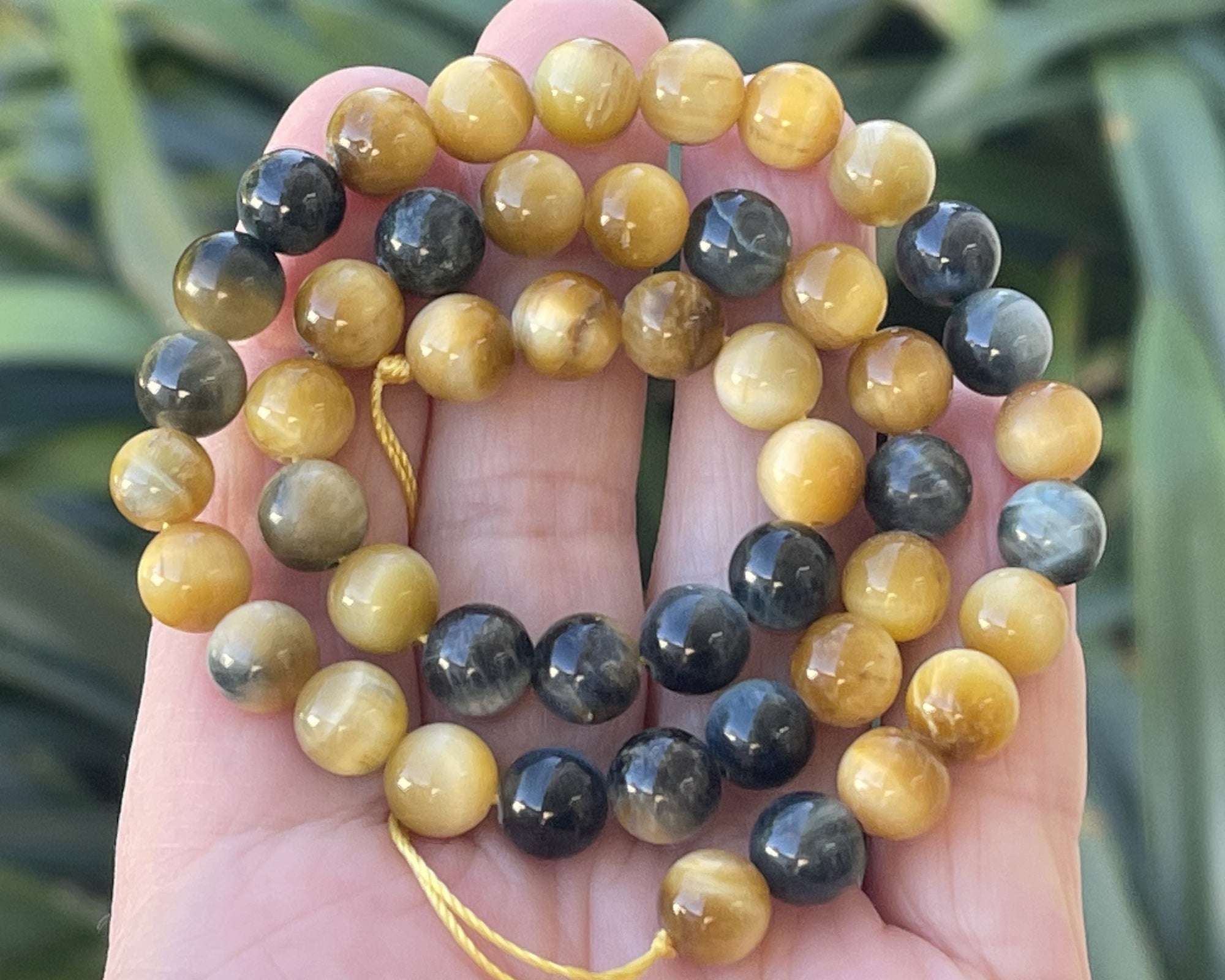 Golden Blue Tiger Eye 8mm round gemstone beads 15.5" strand - Oz Beads 