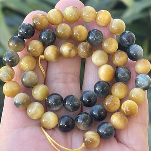 Golden Blue Tiger Eye 8mm round gemstone beads 15.5" strand - Oz Beads 