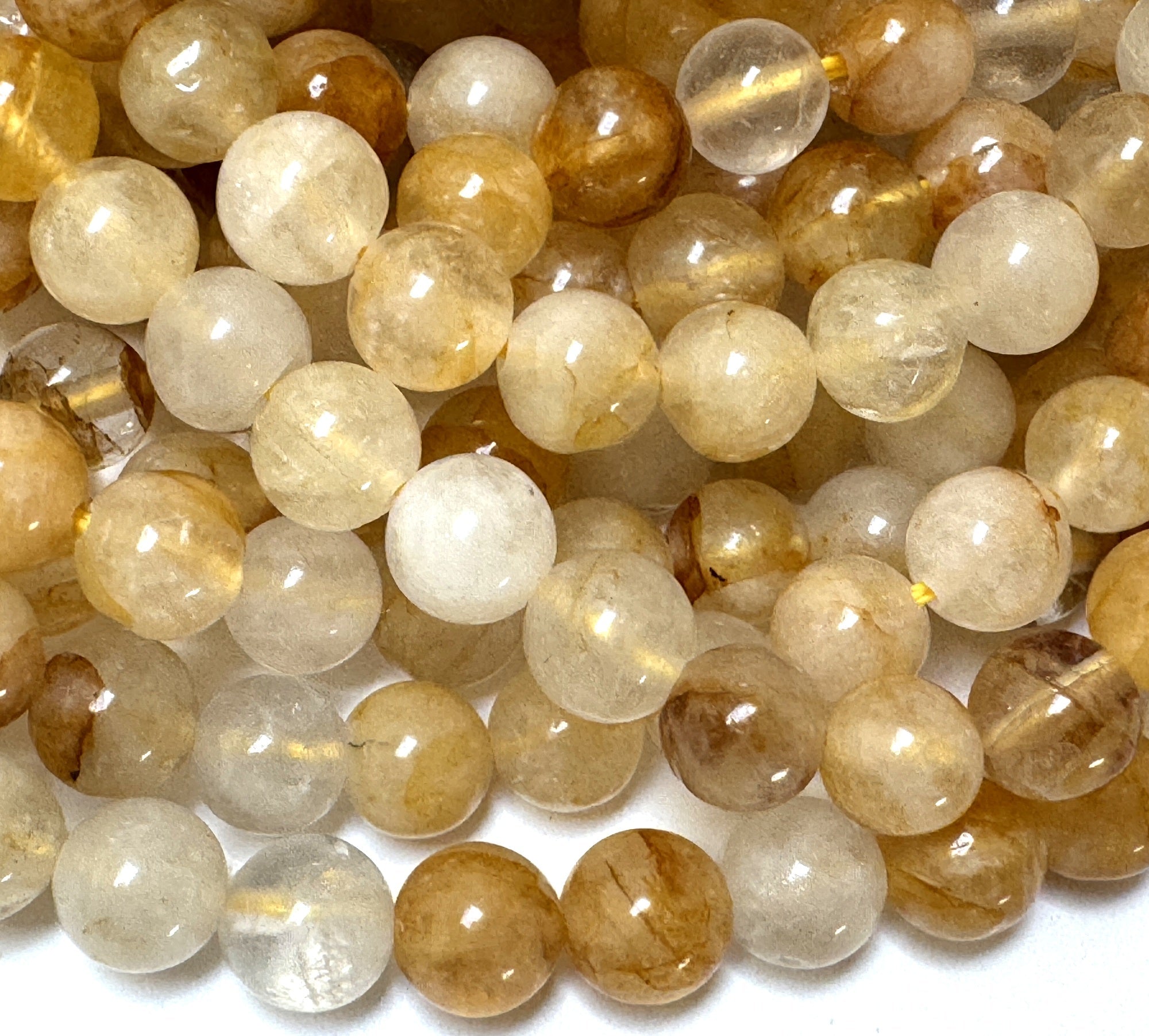 Golden Healer Hematoid Quartz 7-8mm round natural gemstone beads 15.5" strand - Oz Beads 