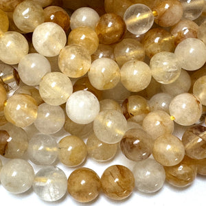 Golden Healer Hematoid Quartz 7-8mm round natural gemstone beads 15.5" strand - Oz Beads 