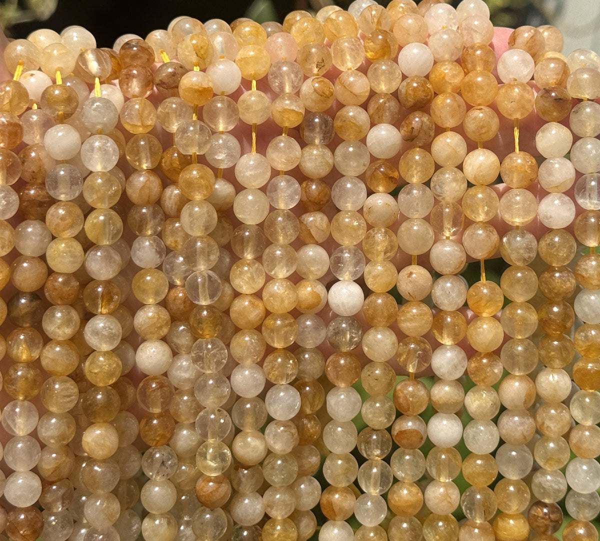Golden Healer Hematoid Quartz 7-8mm round natural gemstone beads 15.5" strand - Oz Beads 