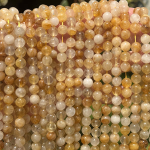 Golden Healer Hematoid Quartz 7-8mm round natural gemstone beads 15.5" strand - Oz Beads 