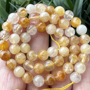 Golden Healer Hematoid Quartz 7-8mm round natural gemstone beads 15.5" strand - Oz Beads 
