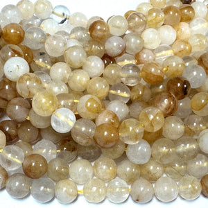 Golden Healer Hematoid Quartz 7-8mm round natural gemstone beads 15.5" strand - Oz Beads 