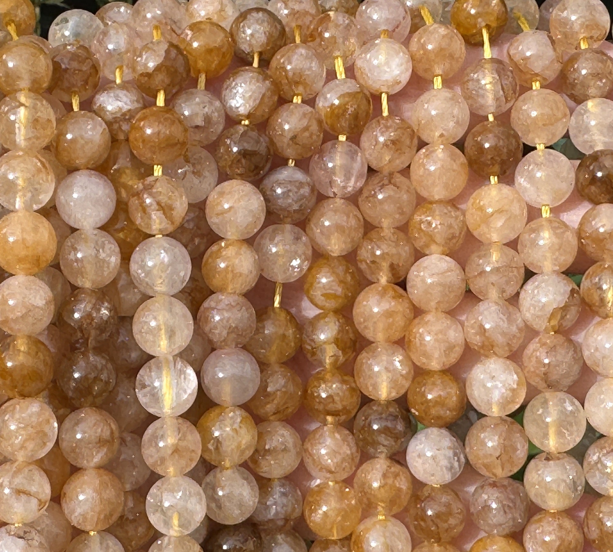 Golden Healer Hematoid Quartz 8mm round natural gemstone beads 15.5" strand - Oz Beads 