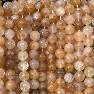 Golden Healer Hematoid Quartz 8mm round natural gemstone beads 15.5" strand - Oz Beads 