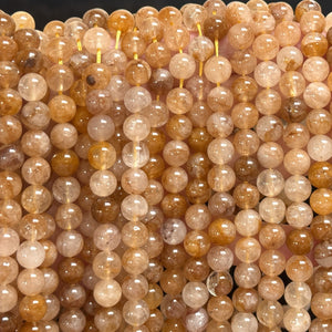 Golden Healer Hematoid Quartz 8mm round natural gemstone beads 15.5" strand - Oz Beads 