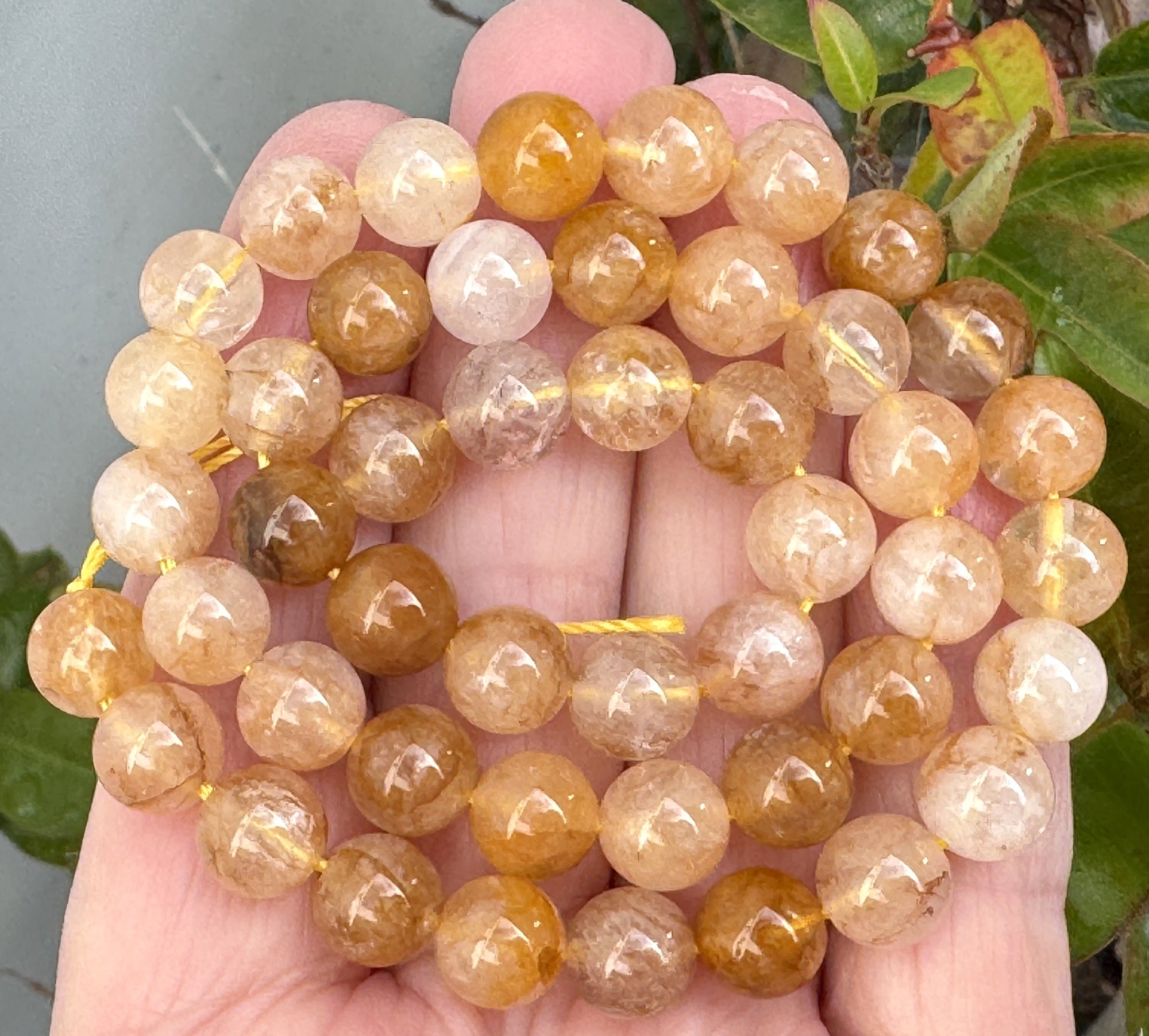 Golden Healer Hematoid Quartz 8mm round natural gemstone beads 15.5" strand - Oz Beads 