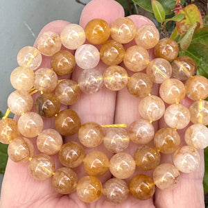 Golden Healer Hematoid Quartz 8mm round natural gemstone beads 15.5" strand - Oz Beads 