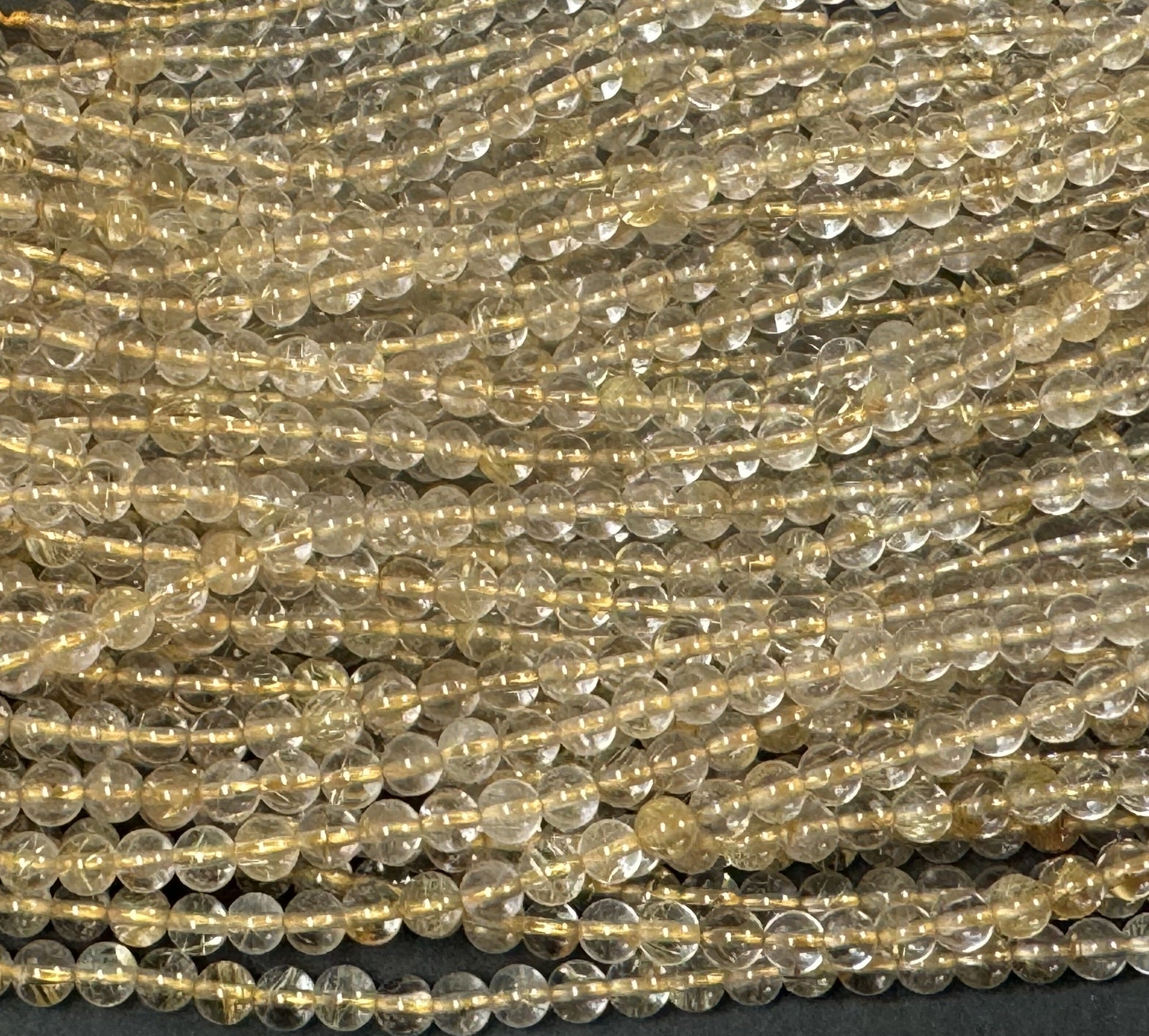 Golden Rutilated Quartz 4mm round natural gemstone beads 16" strand - Oz Beads 