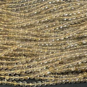 Golden Rutilated Quartz 4mm round natural gemstone beads 16" strand - Oz Beads 