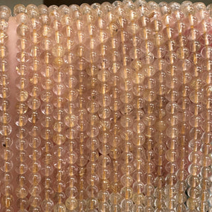 Golden Rutilated Quartz 4mm round natural gemstone beads 16" strand - Oz Beads 