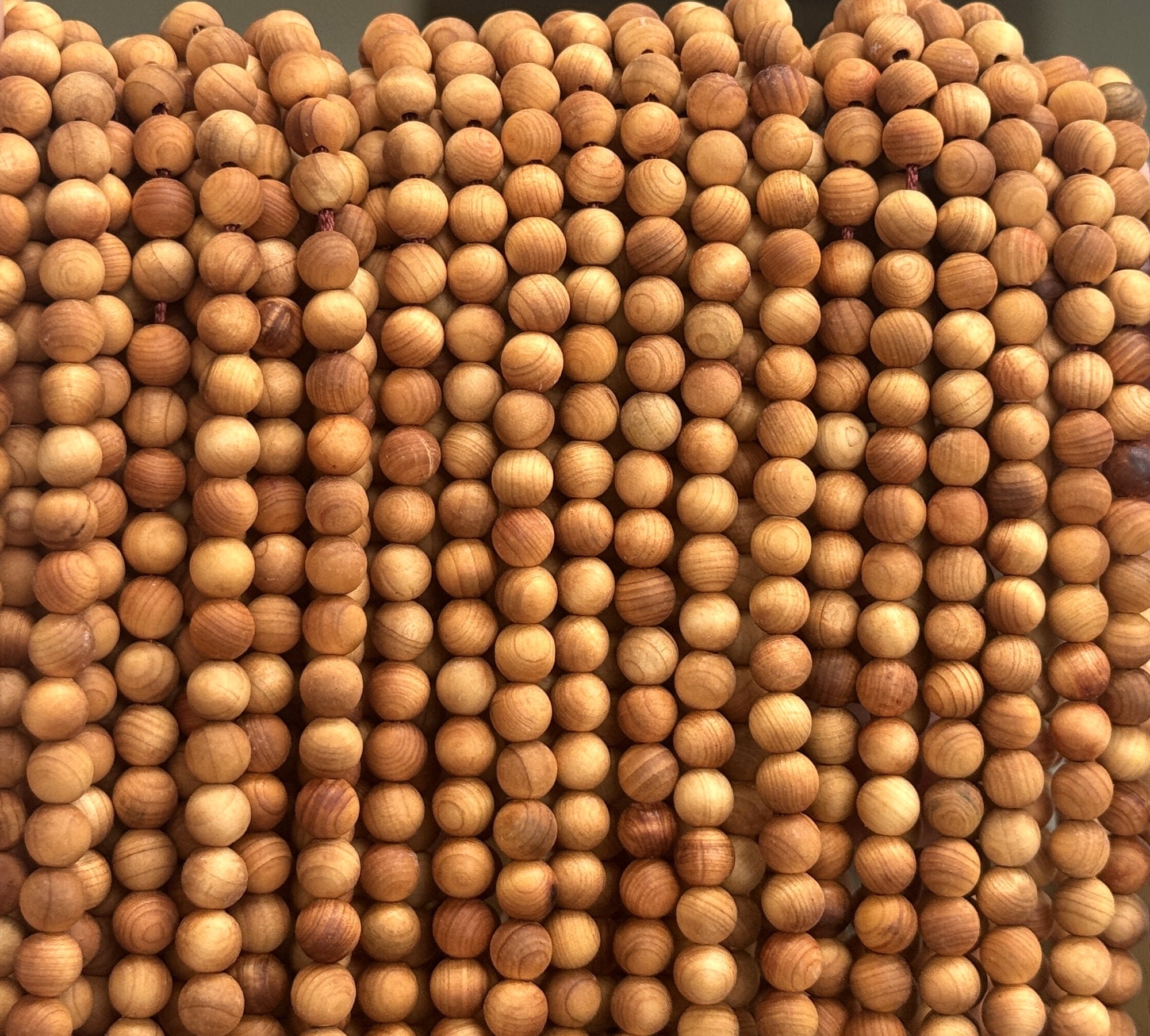 Golden Sandalwood 6mm round natural aromatic wood beads 15" strand
