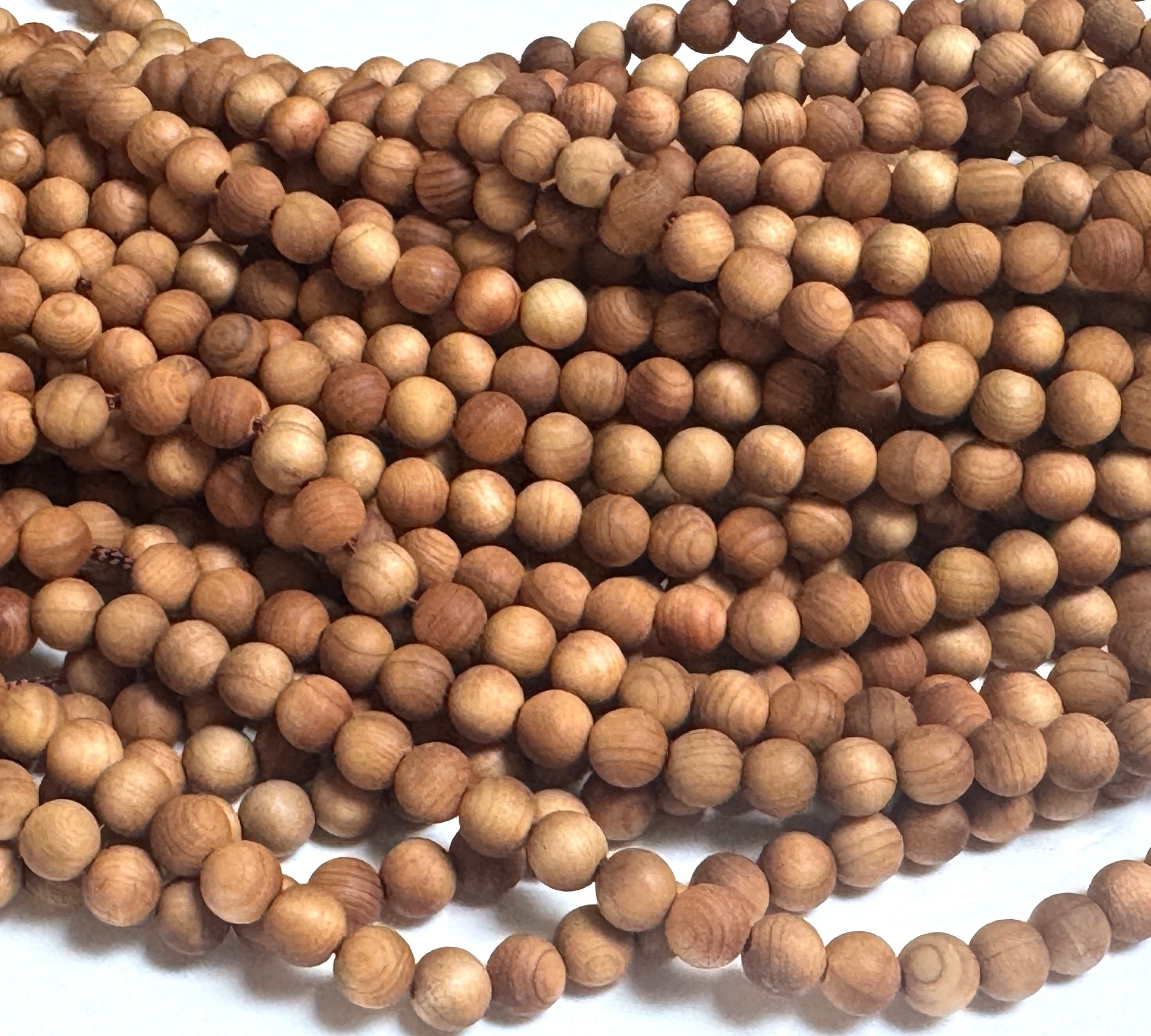 Golden Sandalwood 6mm round natural aromatic wood beads 15" strand