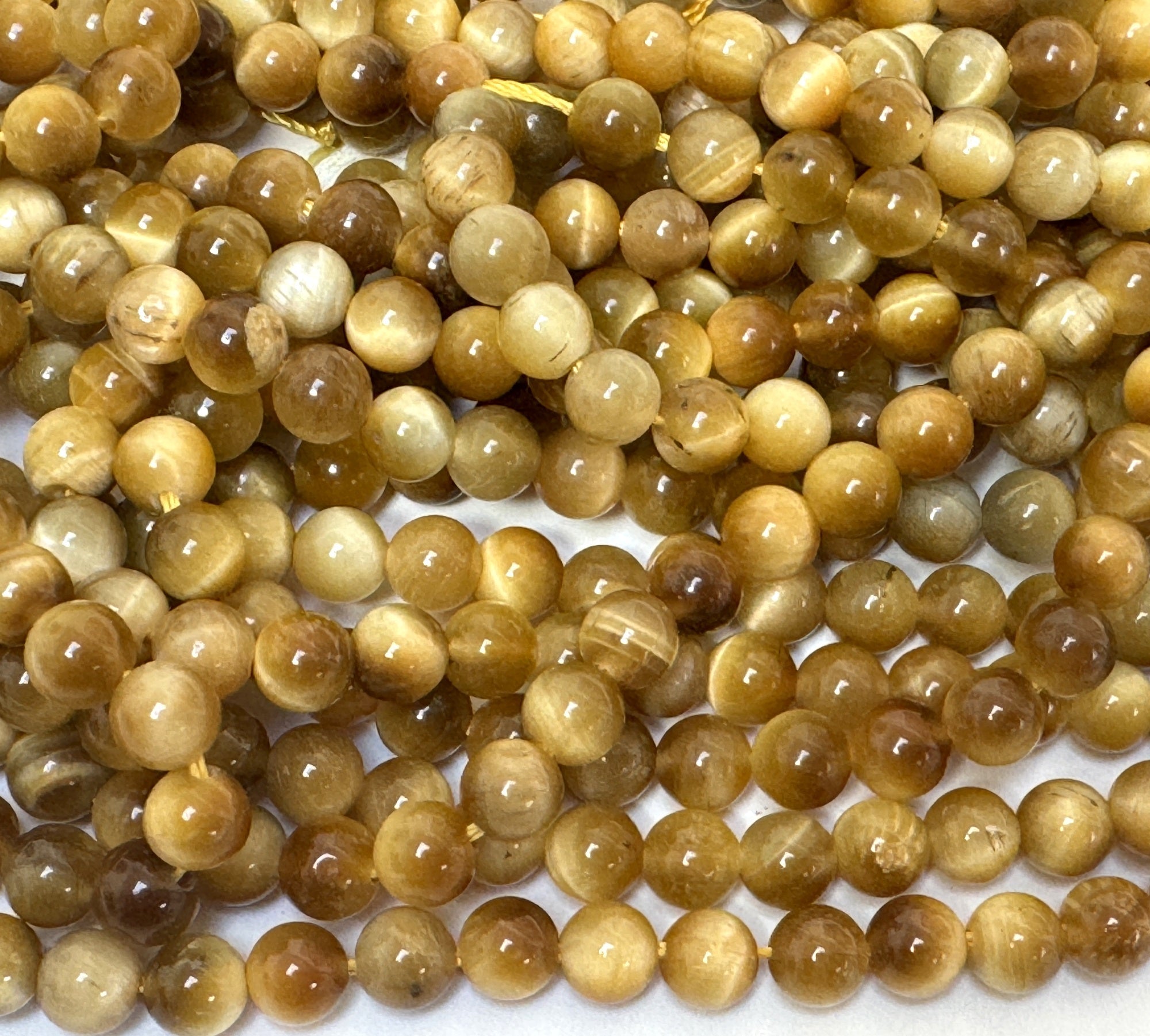 Golden Tiger Eye 6mm round gemstone beads 15" strand - Oz Beads 