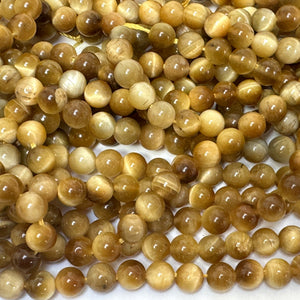 Golden Tiger Eye 6mm round gemstone beads 15" strand - Oz Beads 