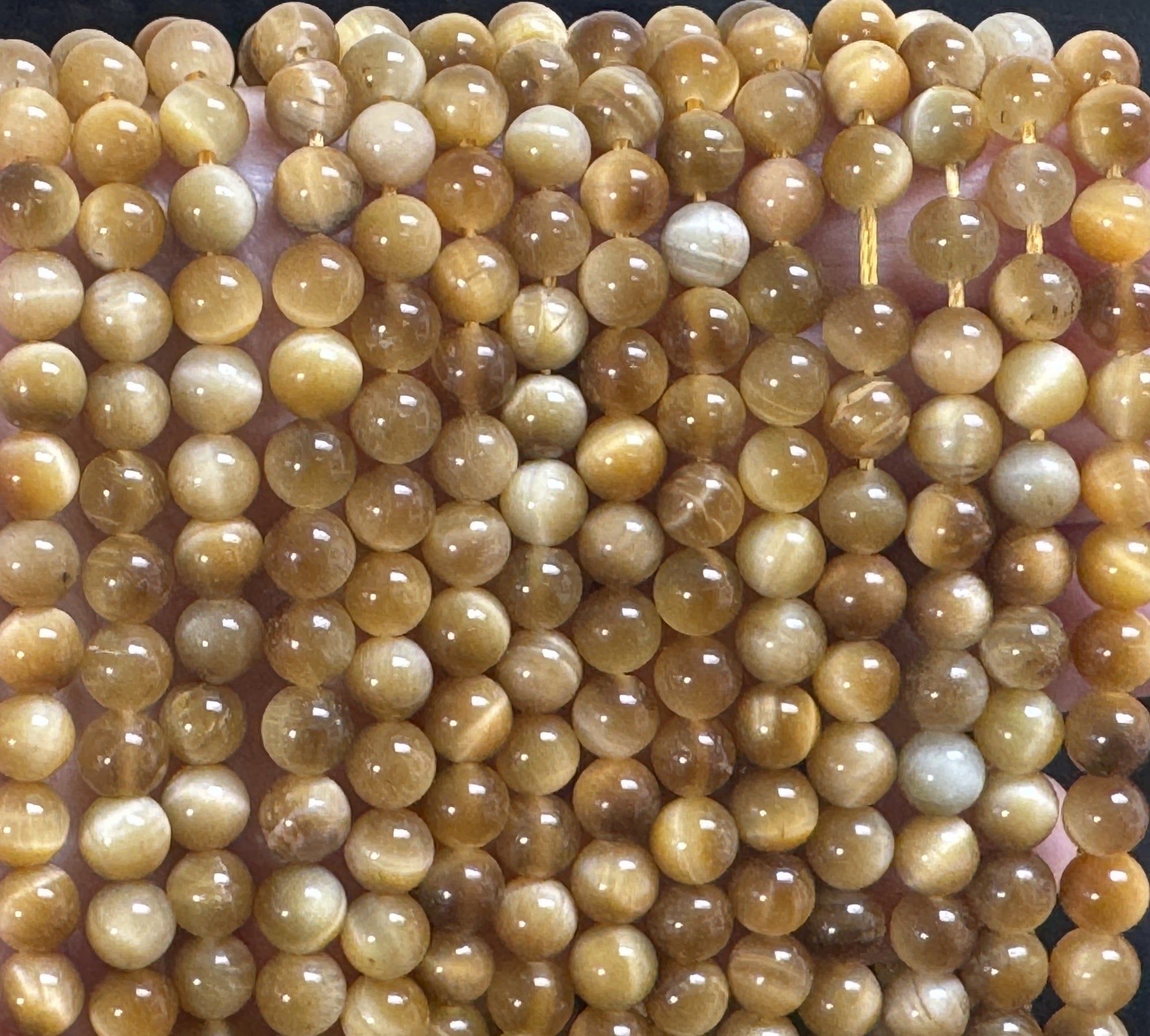 Golden Tiger Eye 6mm round gemstone beads 15" strand - Oz Beads 