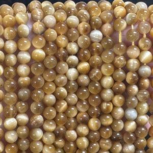 Golden Tiger Eye 6mm round gemstone beads 15" strand - Oz Beads 