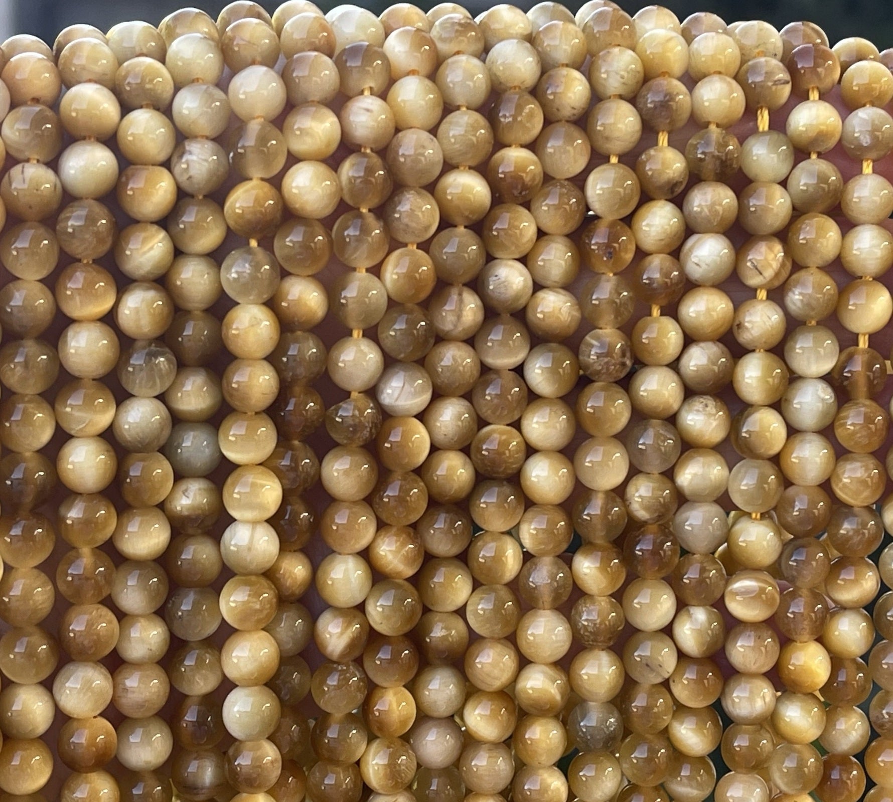 Golden Tiger Eye 6mm round gemstone beads 15" strand - Oz Beads 