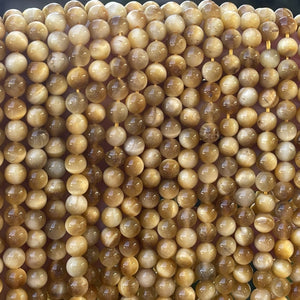 Golden Tiger Eye 6mm round gemstone beads 15" strand - Oz Beads 